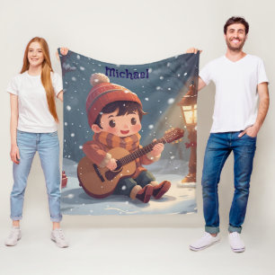 Junge spielt Gitarre Weihnachts-Fleece-Decke Fleecedecke