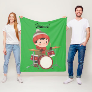 Junge spielt Schlagzeug Weihnachts-Fleece-Decke Fleecedecke