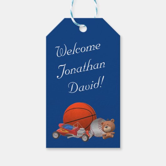 Junge Spielzeuge als Geschenkmarken Geschenkanhänger (Vorderseite)