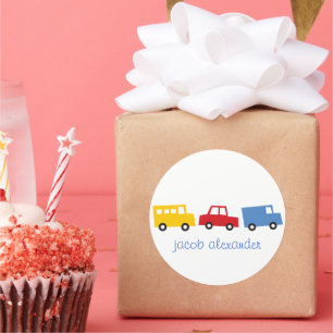 Junge Spielzeuge farbenfrohe Transportwagen Bus LK Runder Aufkleber