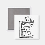 Junge Stehend auf Letter 'E' - Magnet (Vorderseite/Rückseite)