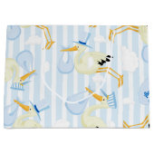 Junge Storch blau und weiß Große Geschenktüte (Vorderseite)