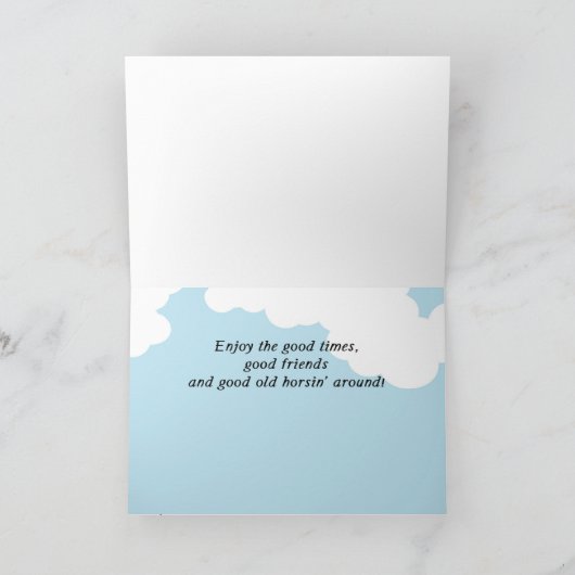 Junge Strichmännchen Pferdelager denken Sie an Sie Karte (Innenseite)