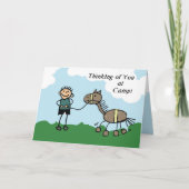 Junge Strichmännchen Pferdelager denken Sie an Sie Karte (Vorderseite)