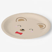 Junge Teddy Bär BIRTHDAY PARTEI Rot Pappteller (Schrägansicht)