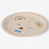 Junge Teddy Bär BIRTHDAY PARTY blau Pappteller (Schrägansicht)