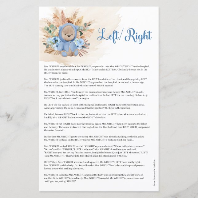 Junge Teddy Bär blauen Blüten Pampas Palm Links re (Vorderseite)