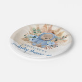 Junge Teddy Bär getrocknete Palmblüten Babydusche Pappteller (Schrägansicht)