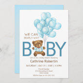 Junge Teddy Bärenballons Babydusche Einladung (Vorne/Hinten)