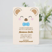 Junge Teddybär Baby Shower Evite oder Drucken Einladung (Stehend Vorderseite)
