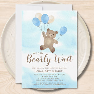 Junge Teddybär Wir können es kaum erwarten Baby Sh Einladung
