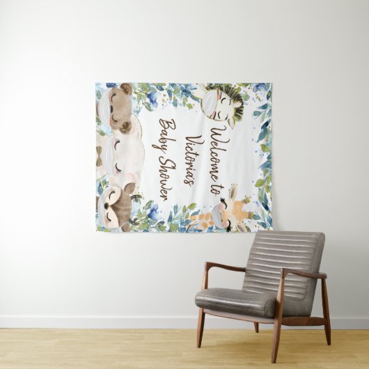 Junge Tiere mit Maske Babydusche im Hintergrund Wandteppich (Beispiel (Horizontal))