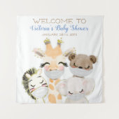 Junge Tiere mit Maske Babydusche im Hintergrund Wandteppich (Vorderseite)