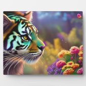 Junge Tiger und farbenfrohe Blume Fotoplatte (Vorderseite)