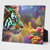 Junge Tiger und farbenfrohe Blume Fotoplatte (Seite)