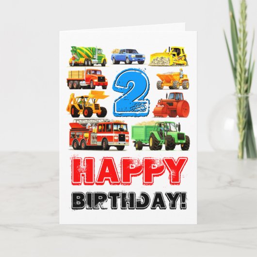 Junge Toy Truck Happy 2. Geburtstag Karte (Vorderseite)