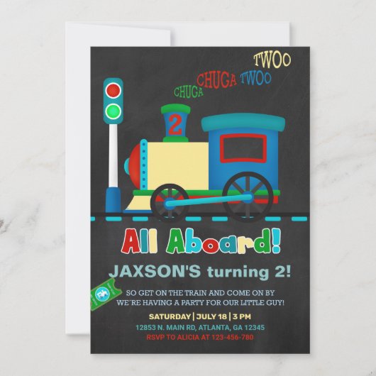 Junge trainieren die Einladung zum 2. Geburtstag. (Vorderseite)