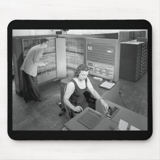 Junge trifft Mädchen, Computer-Dating, im Vintage- Mousepad (Vorne)