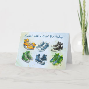 Junge Tween oder Teen Geburtstag Coole bunte Sneak Karte