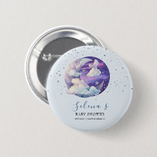 Junge über dem Mond Moderne Babyparty Button