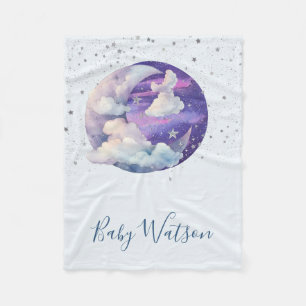 Junge über dem Mond Moderne Babyparty Fleecedecke