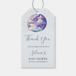 Junge über dem Mond Moderne Babyparty Geschenkanhänger