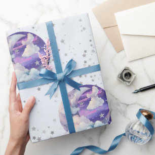 Junge über dem Mond Moderne Babyparty Geschenkpapier