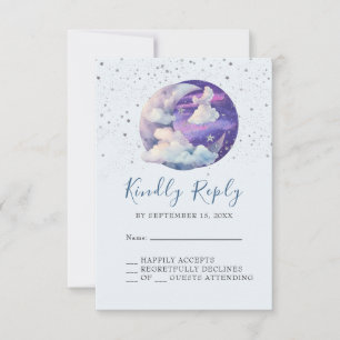 Junge über dem Mond Moderne Babyparty RSVP Karte