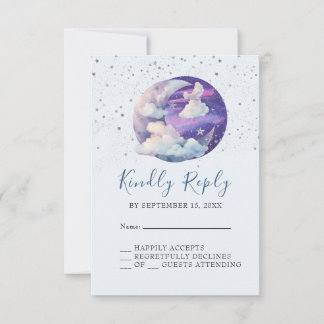 Junge über dem Mond Moderne Babyparty RSVP Karte