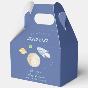 Junge Über Den Mond Raumschiff Rakete Baby Shower  Geschenkschachtel