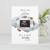 Junge Ultrasound Funny Vielen Dank Baby Point Ansi Dankeskarte (Stehend Vorderseite)
