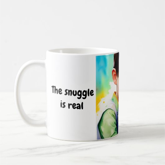 Junge umarmt Katze, die Schnecke ist echte BESTE F Kaffeetasse (Links)