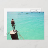 Junge und blaues Wasser Postkarte (Vorne/Hinten)