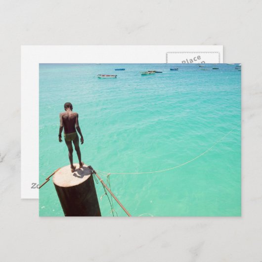 Junge und blaues Wasser Postkarte (Vorne/Hinten)