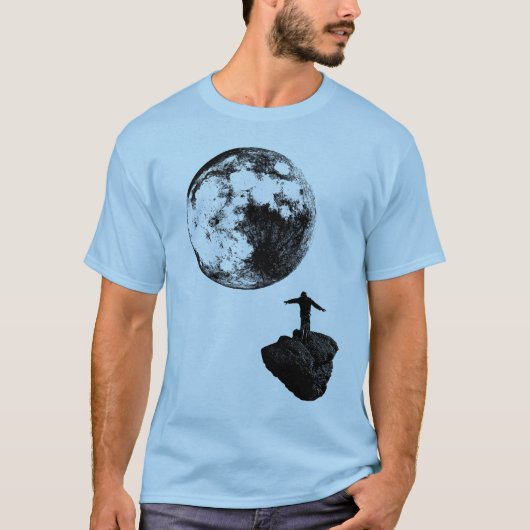Junge und der Mond - Schwarzes T-Shirt (Vorderseite)