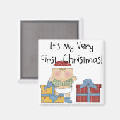 Junge und Geschenke 1. Weihnachtsgeschenke Magnet (Vorderseite/Rückseite)