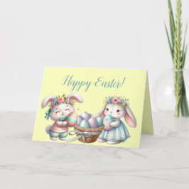 Junge und Girl-OsterBunnies mit Eiern Feiertagskarte