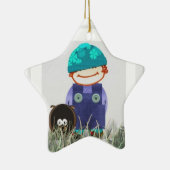Junge und Hund Keramik Ornament (Rechts)