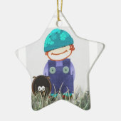 Junge und Hund Keramik Ornament (Links)
