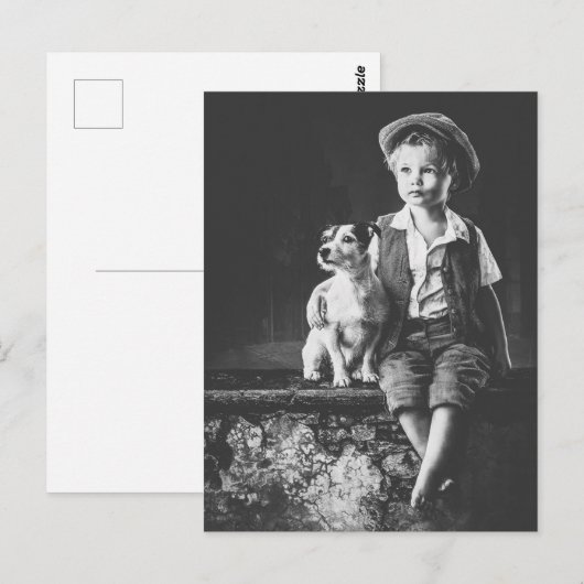 Junge und Hund Postkarte (Vorne/Hinten)