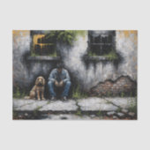 Junge und Hund Stille urbane Verfalls Trübsinnige  Seidenpapier (Vorderseite)