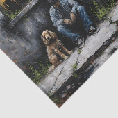 Junge und Hund Stille urbane Verfalls Trübsinnige  Seidenpapier (Ausschnitt)