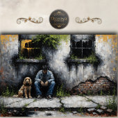 Junge und Hund Stille urbane Verfalls Trübsinnige  Seidenpapier