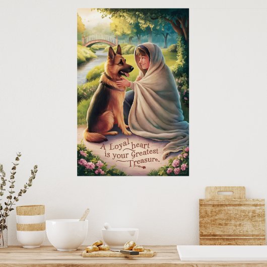 Junge und Hunde Sommertag Poster (Küche)