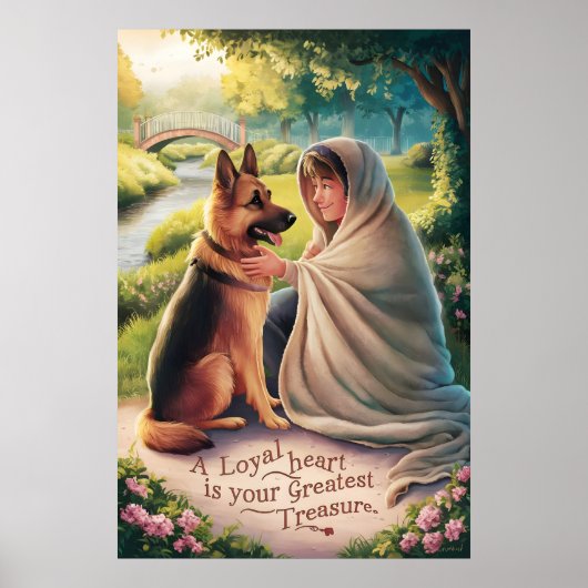 Junge und Hunde Sommertag Poster (Vorne)
