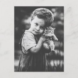 Junge und Kätzchen Postkarte