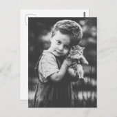 Junge und Kätzchen Postkarte (Vorne/Hinten)