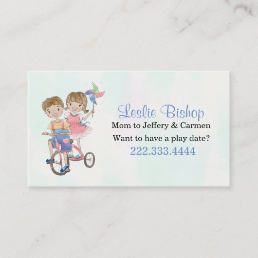 Junge und Mädchen auf Telefonnummerkarte (Vorderseite)