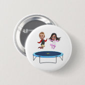 Junge und Mädchen auf Trampolin Button (Vorne & Hinten)