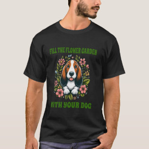 Junge und Mädchen-Blumengärtner mit Basset Hound-H T-Shirt